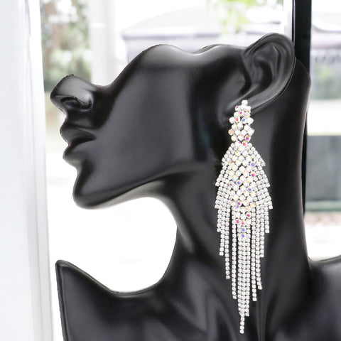 MEENA - ab & clear fringe pave crystal rhinestone earrings
