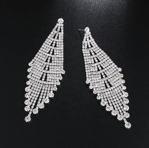 Kylie - clear silver chandelier rhinestone earrings