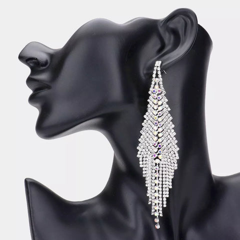 Kimora -ab clear silver rhinestone dangle earrings