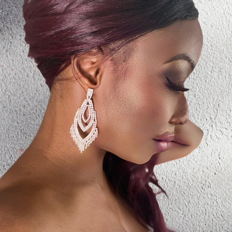 Kizzy - clear pave drop rhinestone earrings