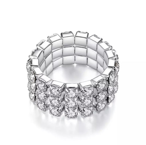 Jasmine - clear silver rhinestone 5 piece jewelry set