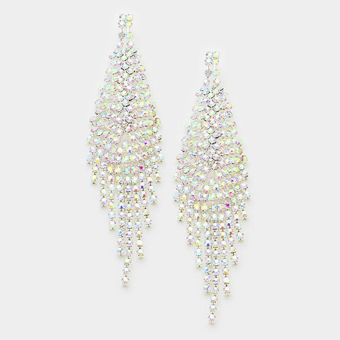 JALISSA - AB pave crystal rhinestone fringe earrings