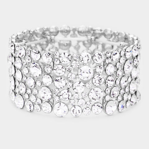 Lira - clear silver stretch bubble rhinestone bracelet