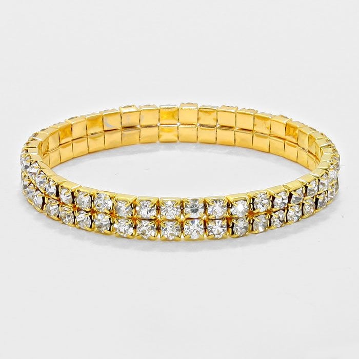 Madison -clear gold  2 row stretch bracelet