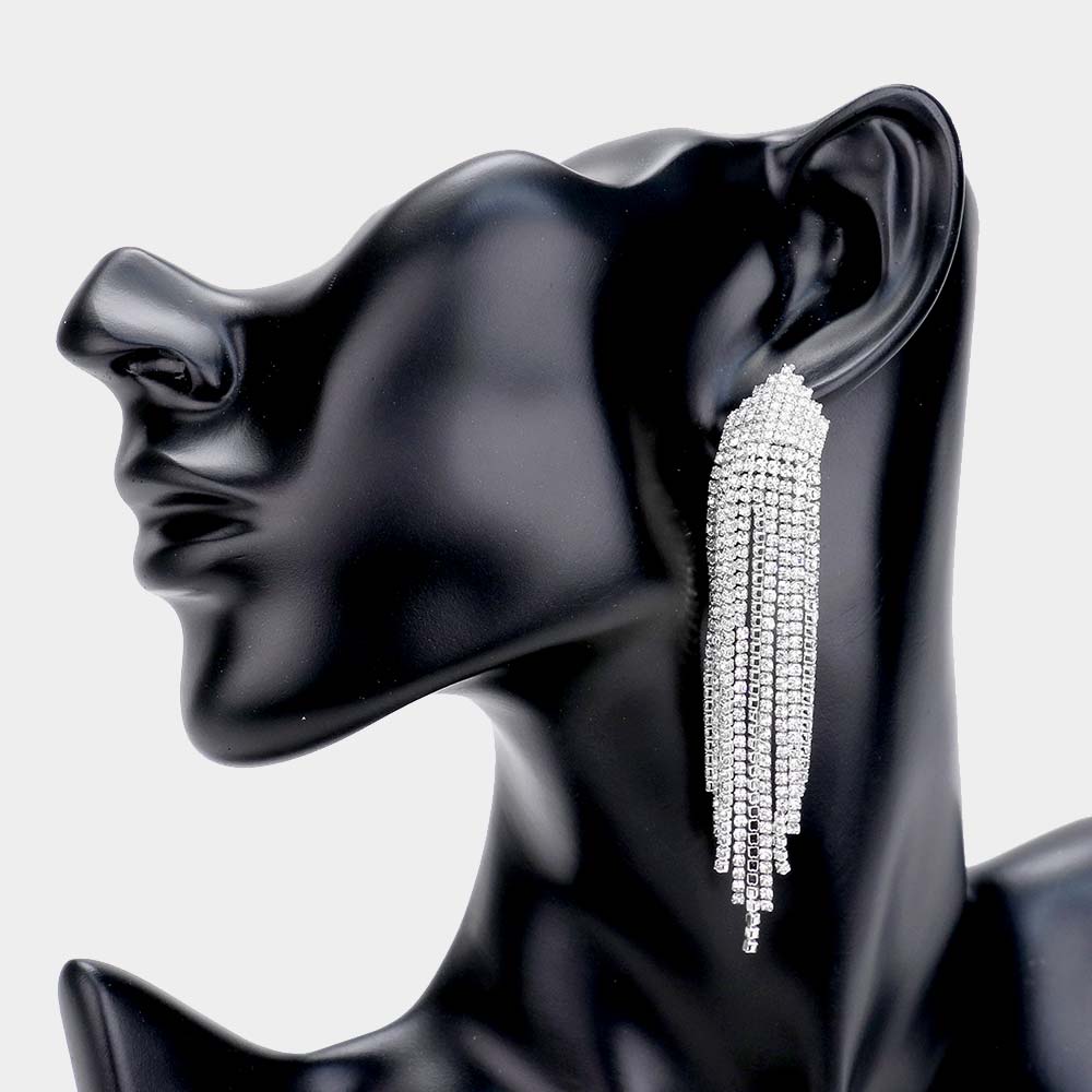 Priya - clear silver dangle rhinestone earrings