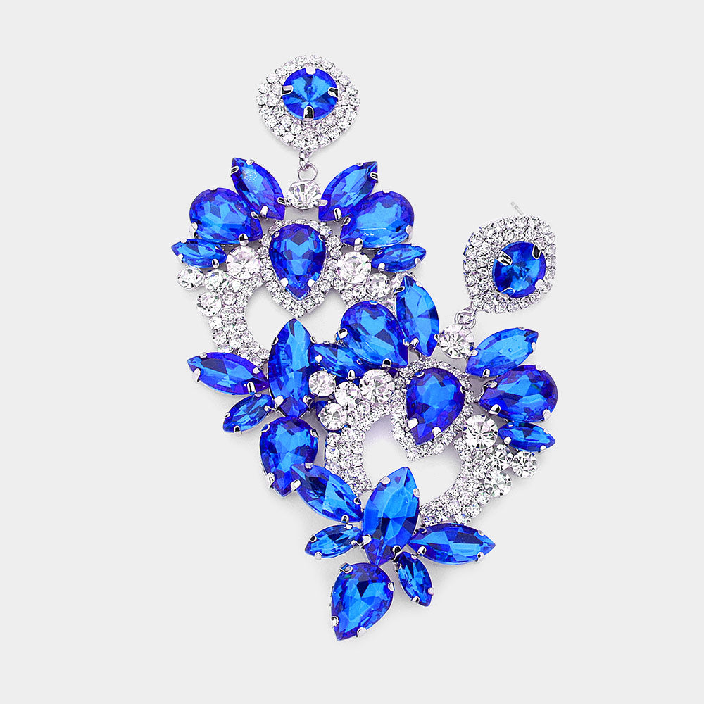 Paris - clear sapphire cluster rhinestone earrings