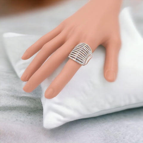 Nellie - ab silver rhinestone stretch ring