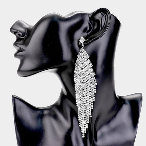 Sima - clear pave dangle crystal rhinestone earrings