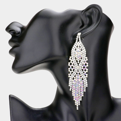 Shawna - clear ab pave rhinestone dangle earrings