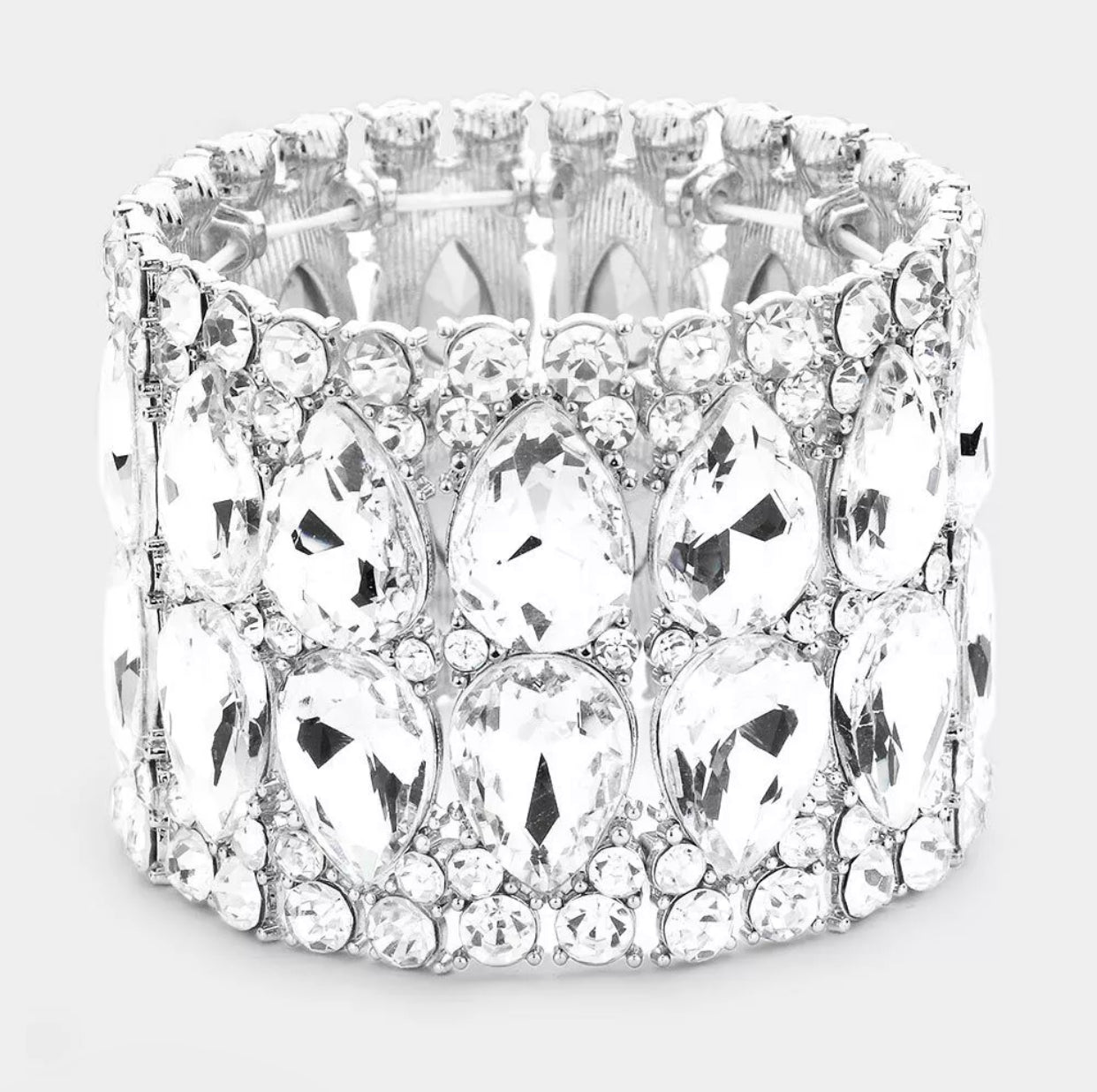 Arianna - clear accented double teardrop crystal bracelet