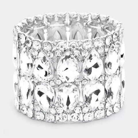 Arianna - clear accented double teardrop crystal bracelet
