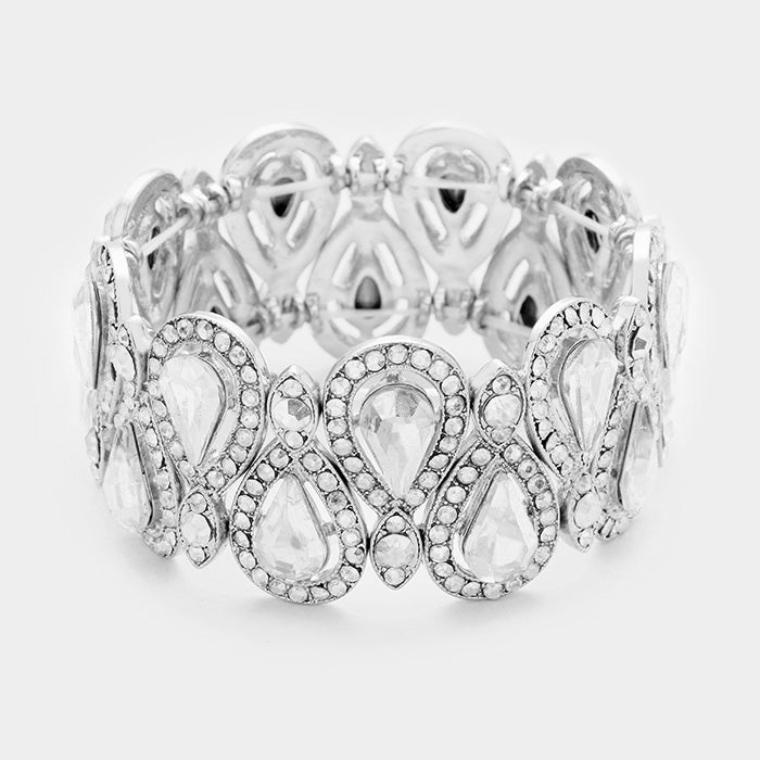 Sydney - clear silver marquise rhinestone jewelry set