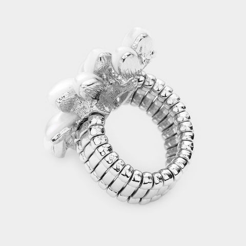 Charisma - clear silver marquise rhinestone stretch ring