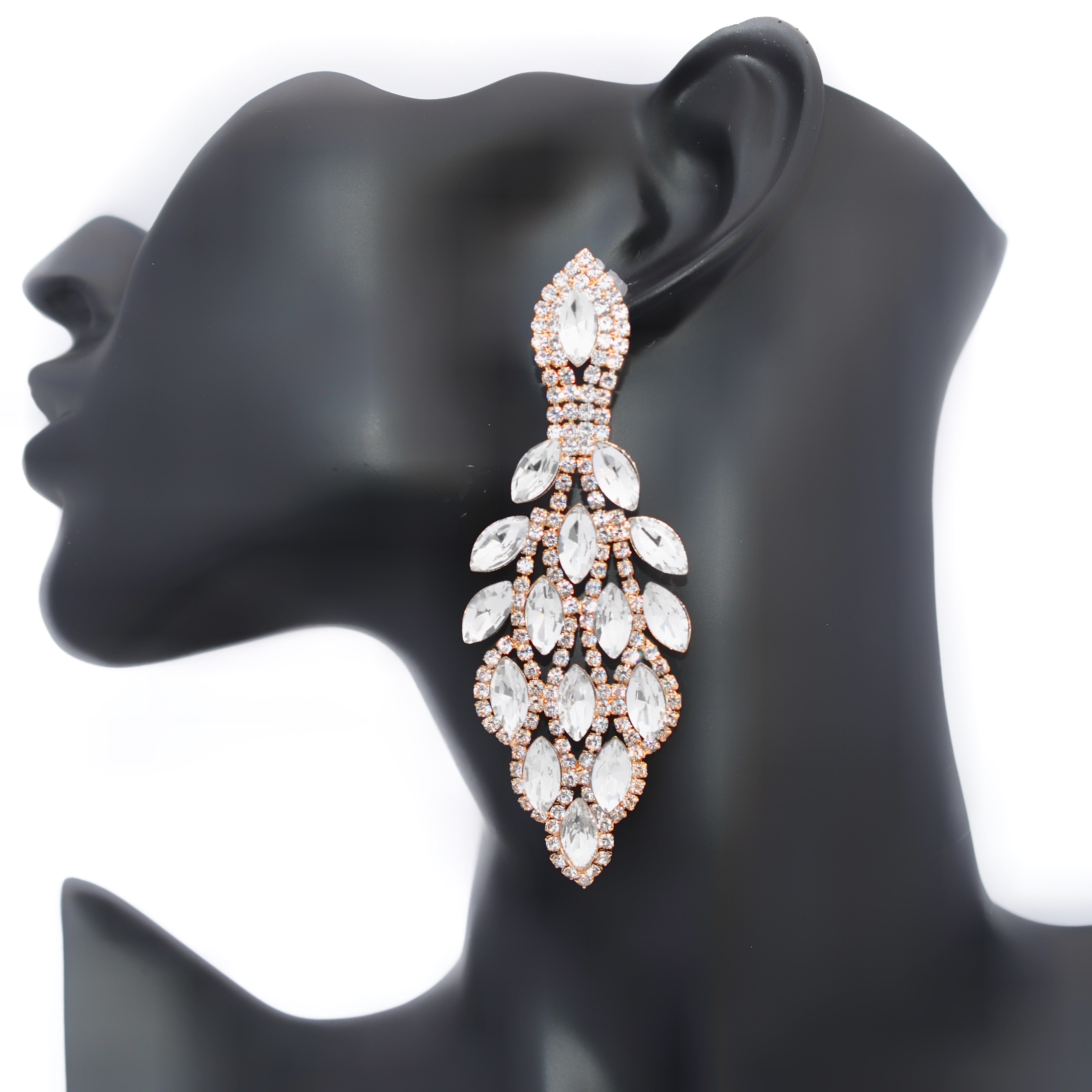 exquisite - clear Gold marquise rhinestone drop earrings