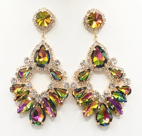 Galaxy - clear vitrail marquise rhinestone earrings