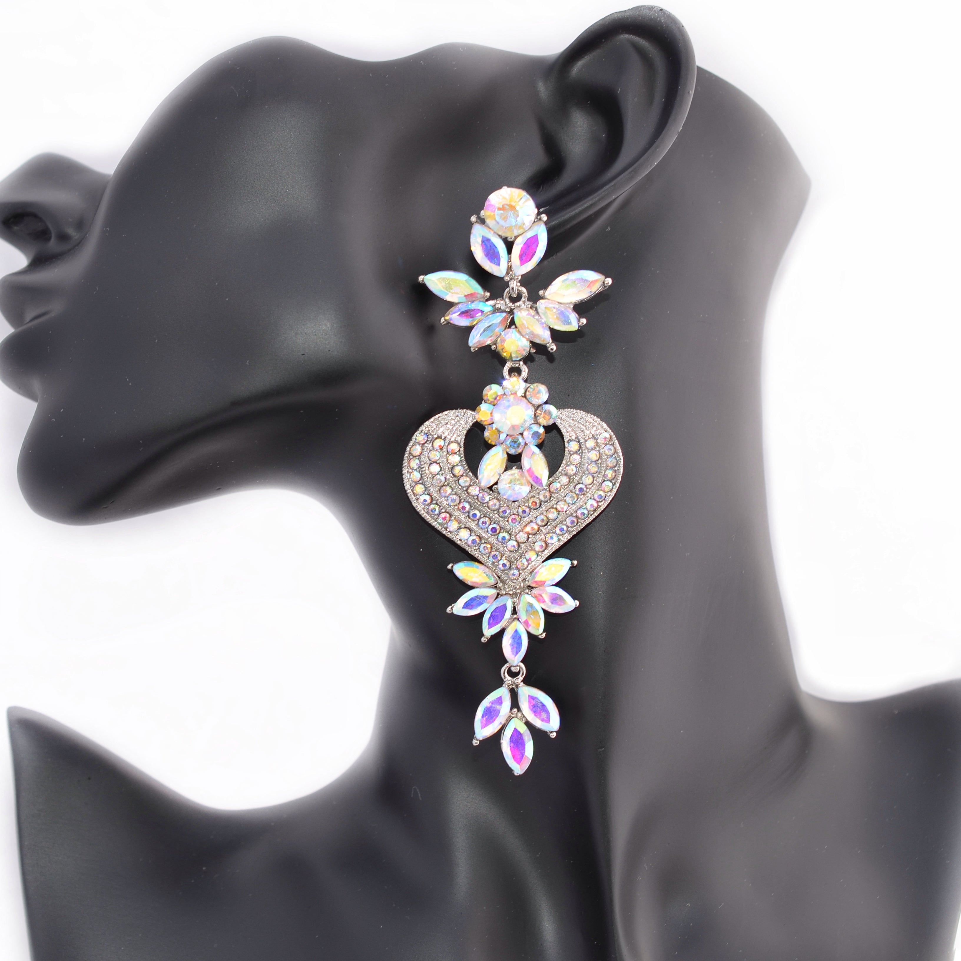 Gianna - AB Silver Floral Rhinestone Jewelry Set