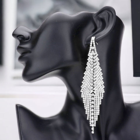 KIMORA - clear silver dangle rhinestone earrings