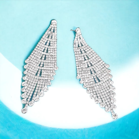 Kylie - clear silver chandelier rhinestone earrings