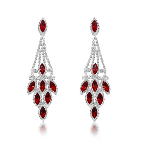 Indira - clear ruby rhinestone earrings