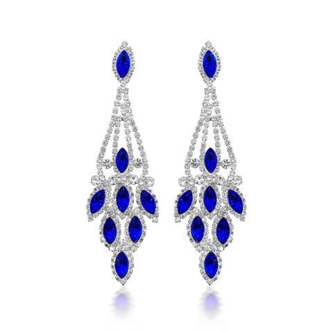 Indira - clear sapphire silver rhinestone earrings