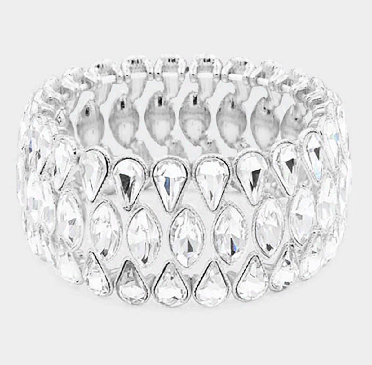 Jade - clear teardrop marquise crystal rhinestone bracelet