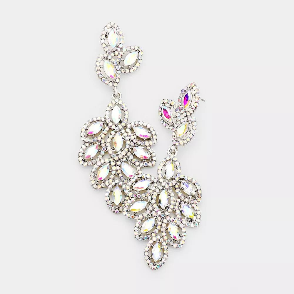 Jazzy - ab silver marquise rhinestone earrings