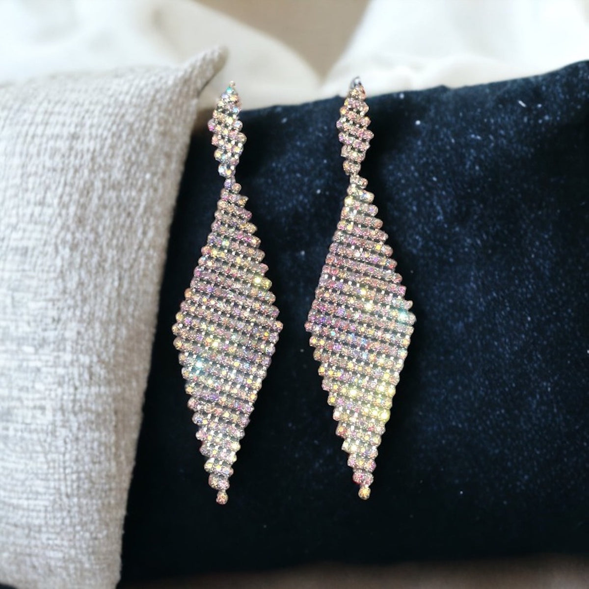 JESS - ab Diamond drop pave rhinestone earrings