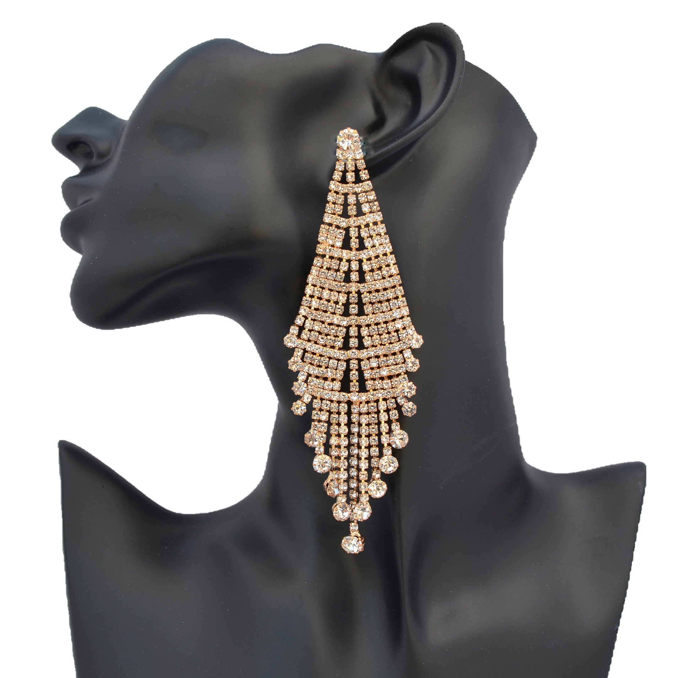 Kylie - clear gold chandelier rhinestone earrings
