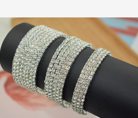 Snake Charmer - clear silver 5 row wraparound bracelet