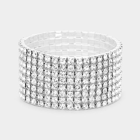 JUSTINE - clear silver 4 piece rhinestone jewelry set