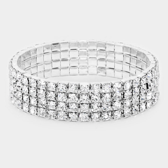 Madison - clear silver 4 piece rhinestone jewelry set