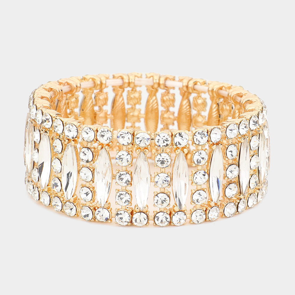 Maxine - clear gold rhinestone stretch bracelet