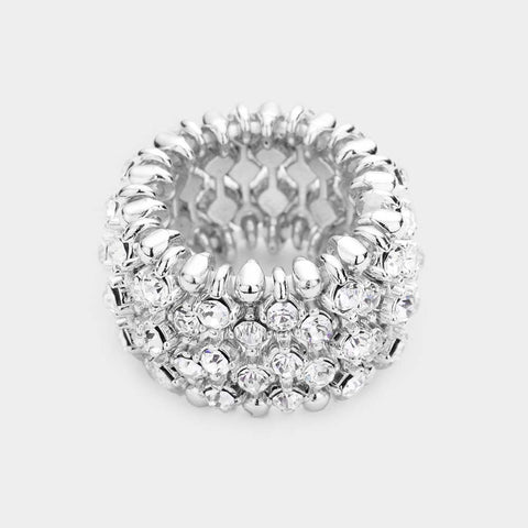 Megan - diamante silver bubble stretch ring