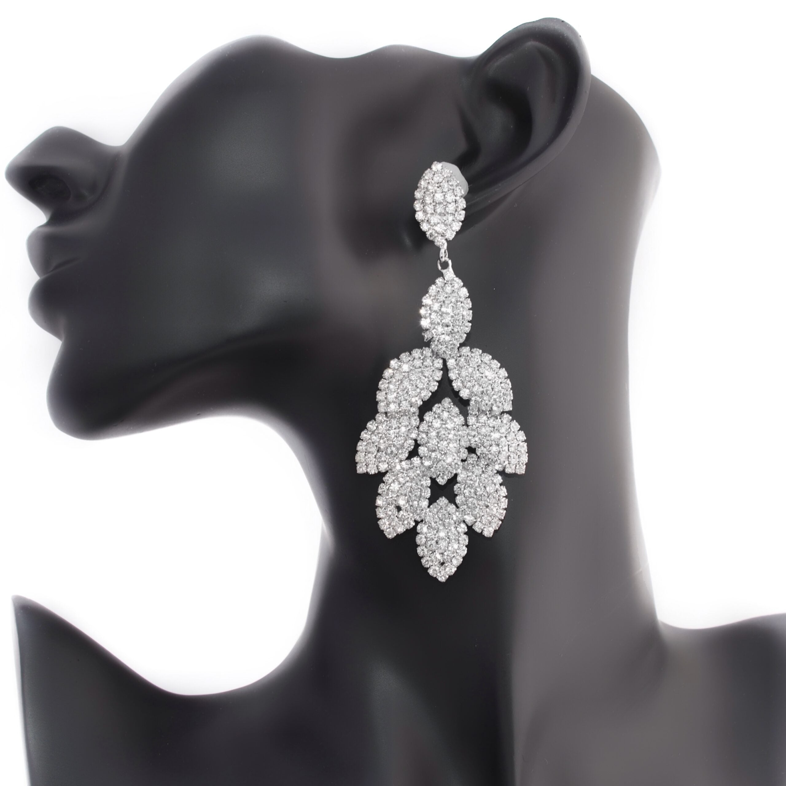 Selina - clear silver pave rhinestone earrings