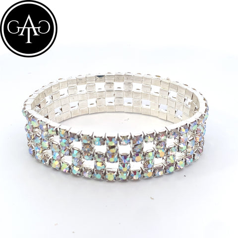 Baby Sharr - silver AB rhinestone mesh bracelet