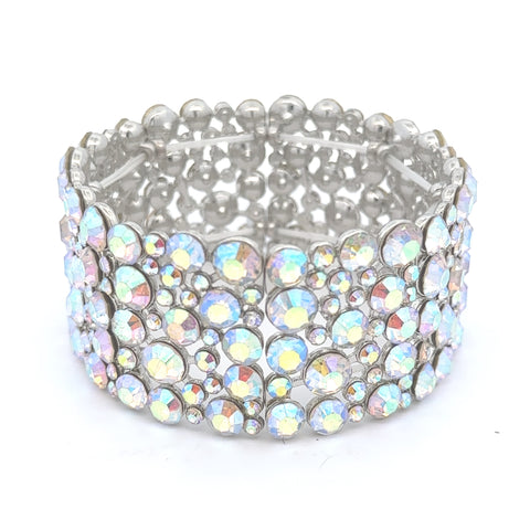 Lira - AB silver stretch bubble rhinestone bracelet