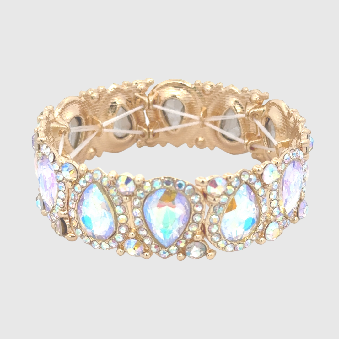 Kyma - ab gold teardrop crystal rhinestone stretch bracelet