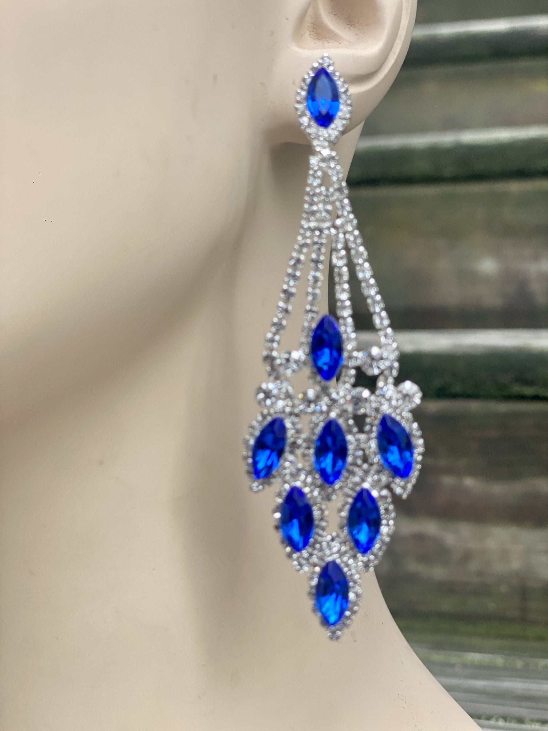 Indira - clear sapphire pave rhinestone 5 piece jewelry set