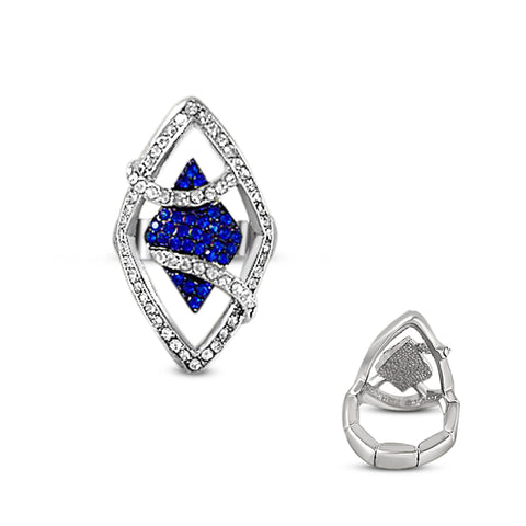 Sapphire clear sapphire stretch rhinestone ring