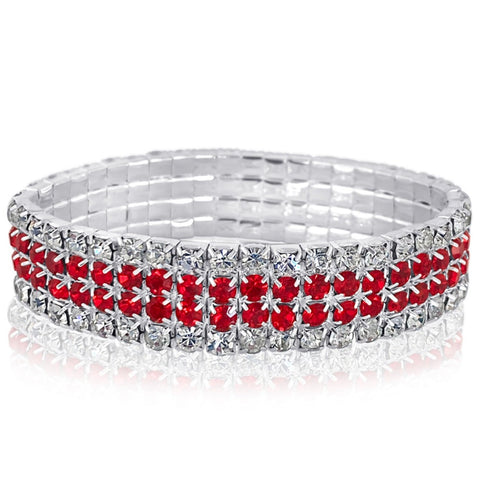 Madison - clear ruby 4 row stretch bracelet