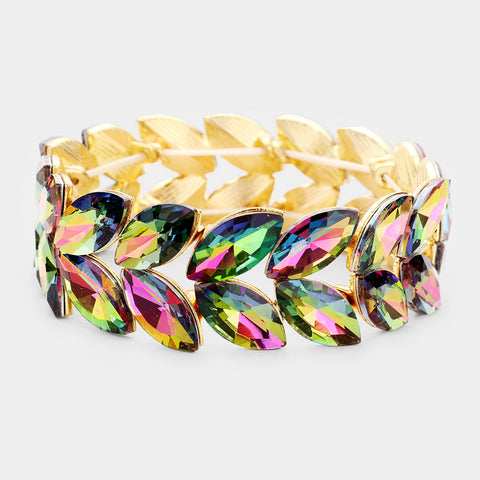 Baby Eve - vitrail gold marquise rhinestone stretch bracelet