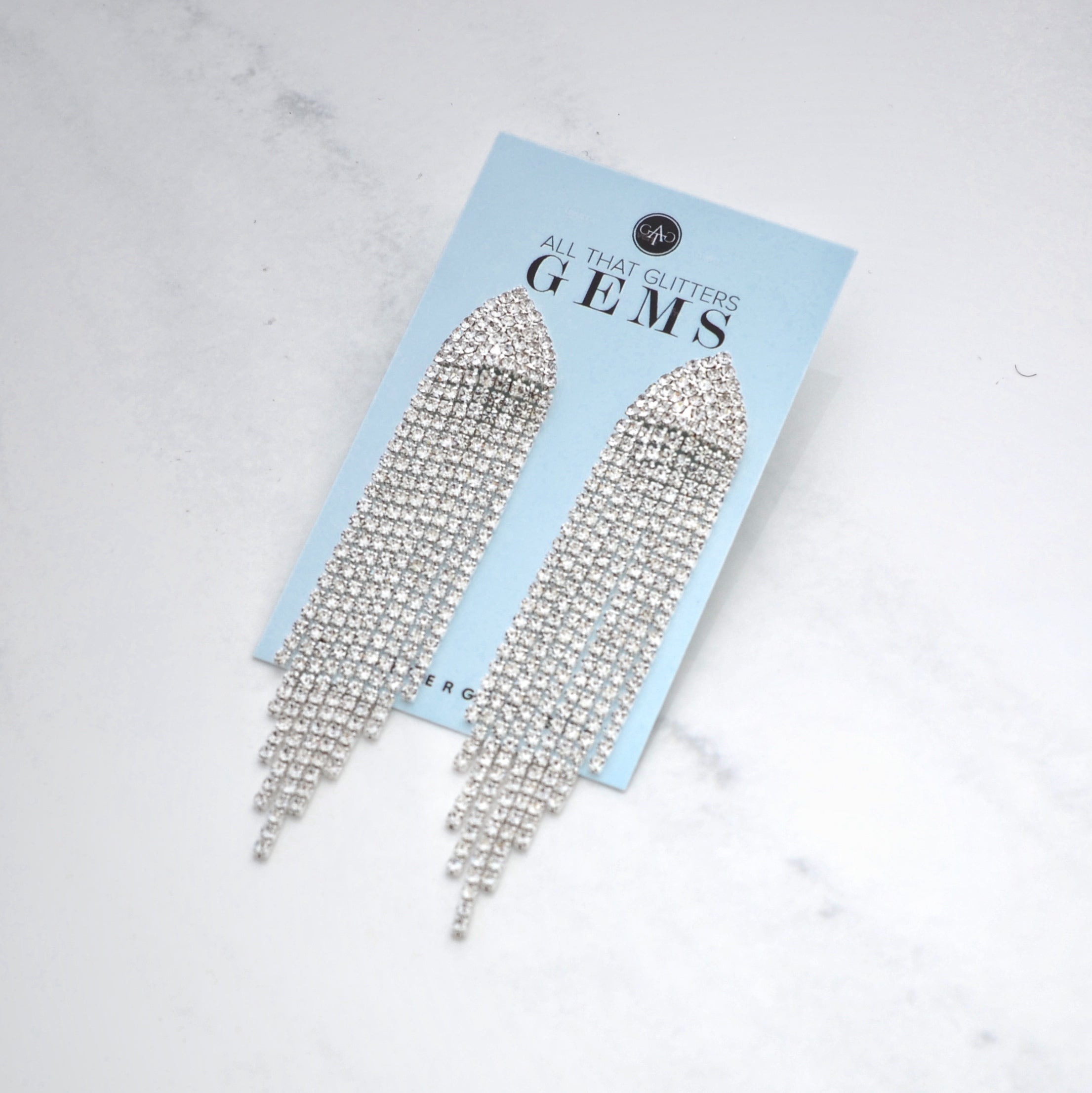 Krista - clear silver pave dangle rhinestone earrings