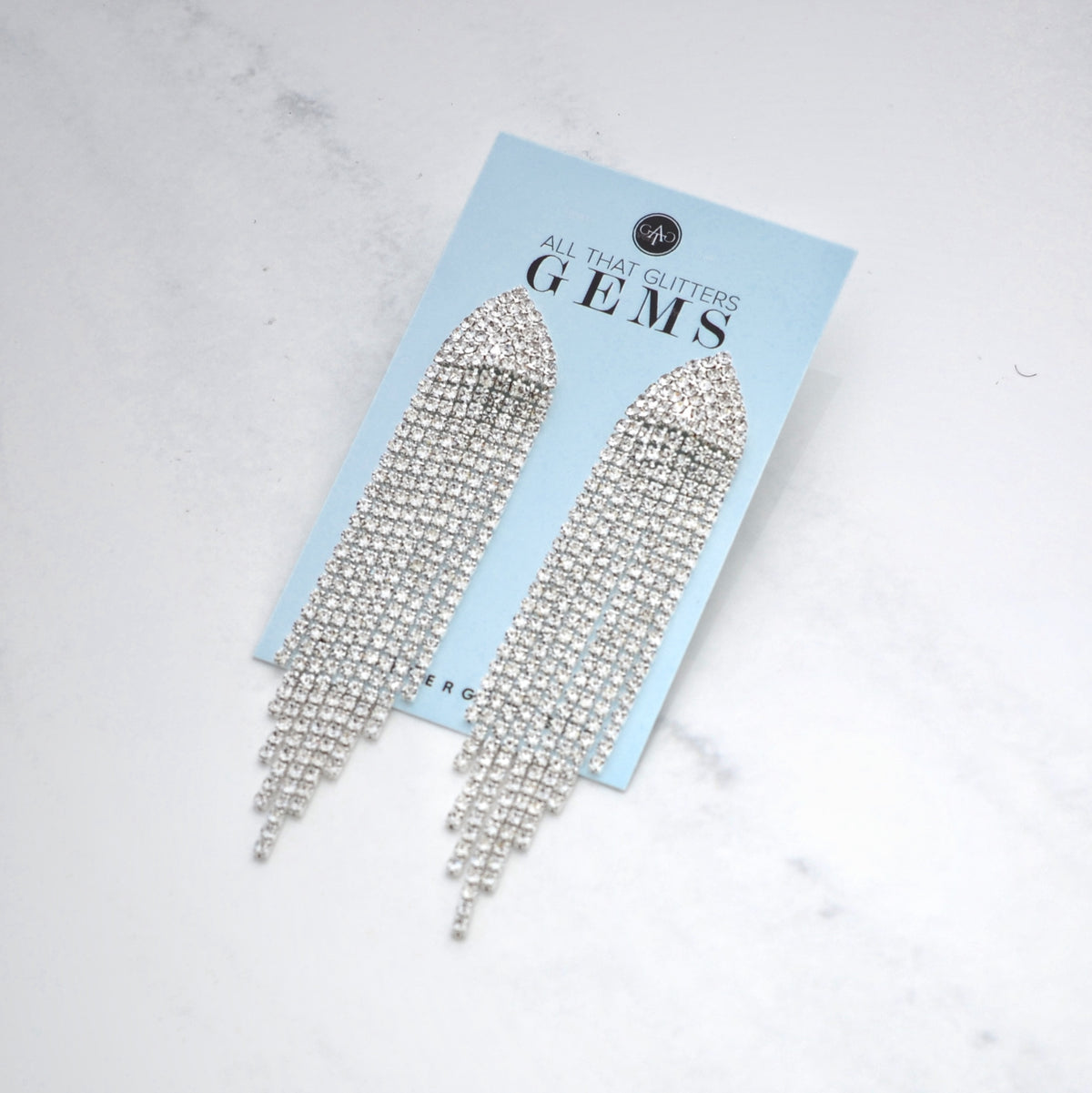 Krista - clear silver pave dangle rhinestone earrings