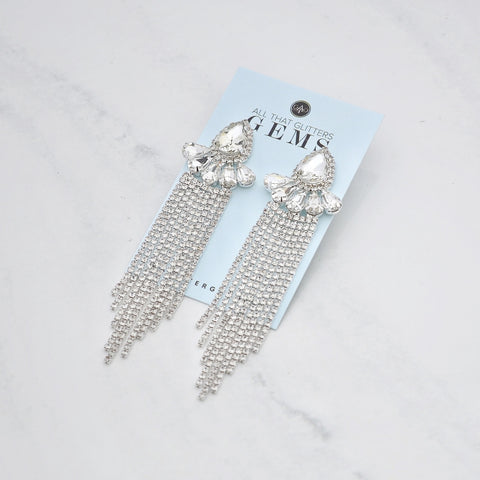 J'ADORE - clear silver rhinestone dangle earrings