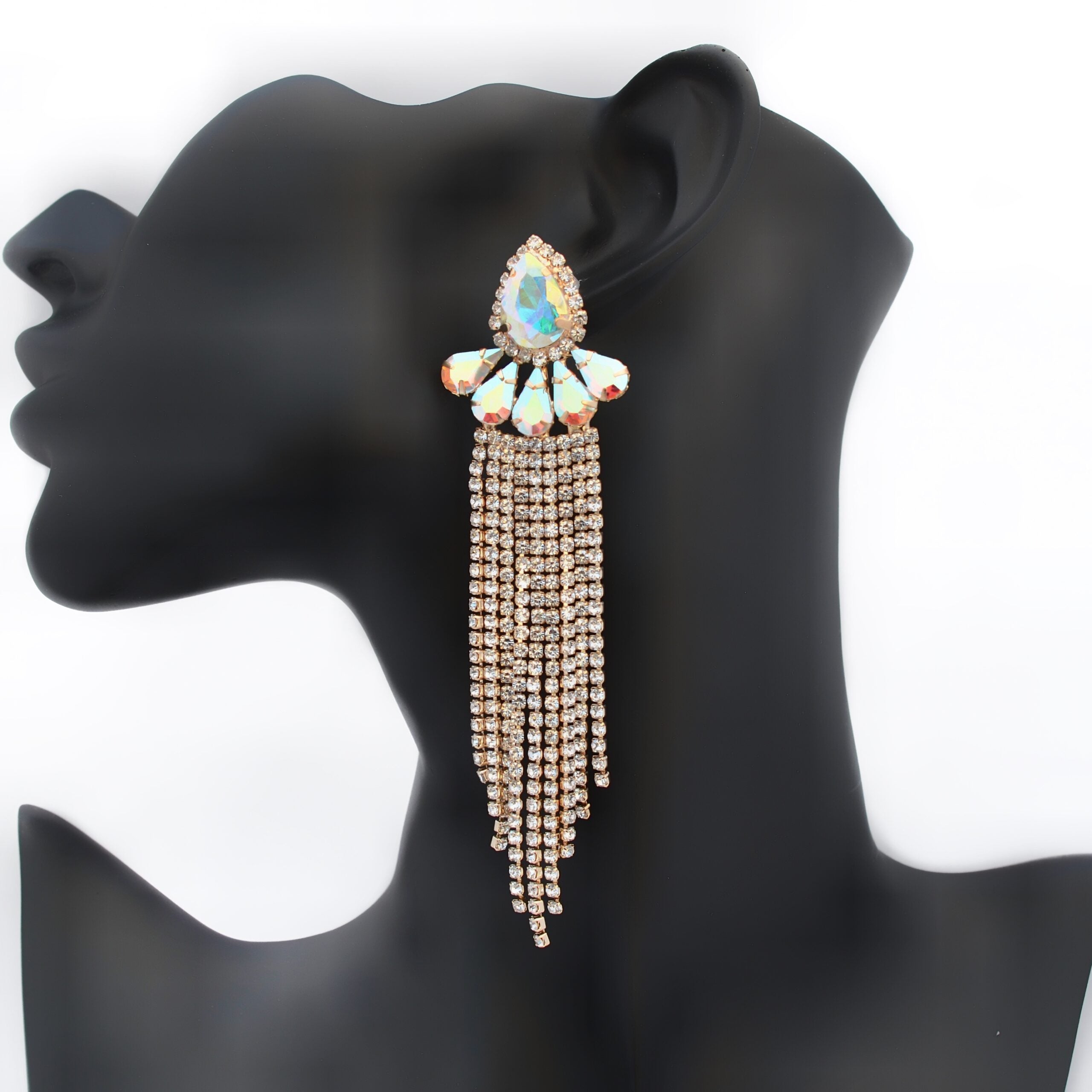 J'adore - clear ab gold cluster rhinestone earrings