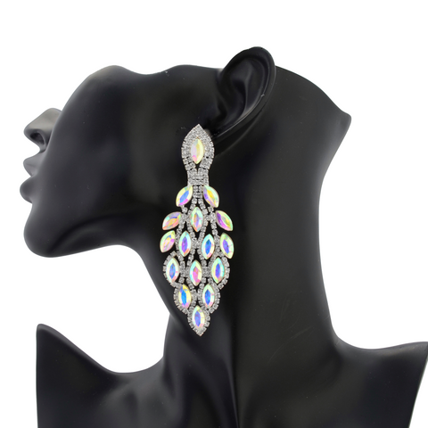 EXQUISITE - clear AB rhinestone marquise drop earrings