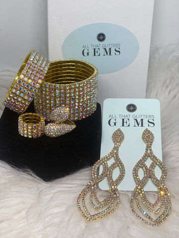 Baby Cindie - ab gold 5 piece pave jewelry set