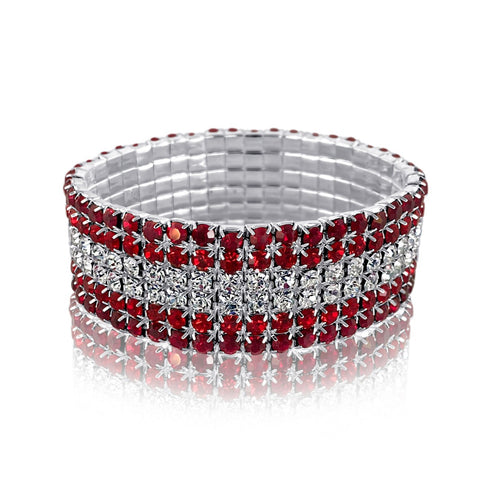 madison - clear ruby 6 row stretch bracelet