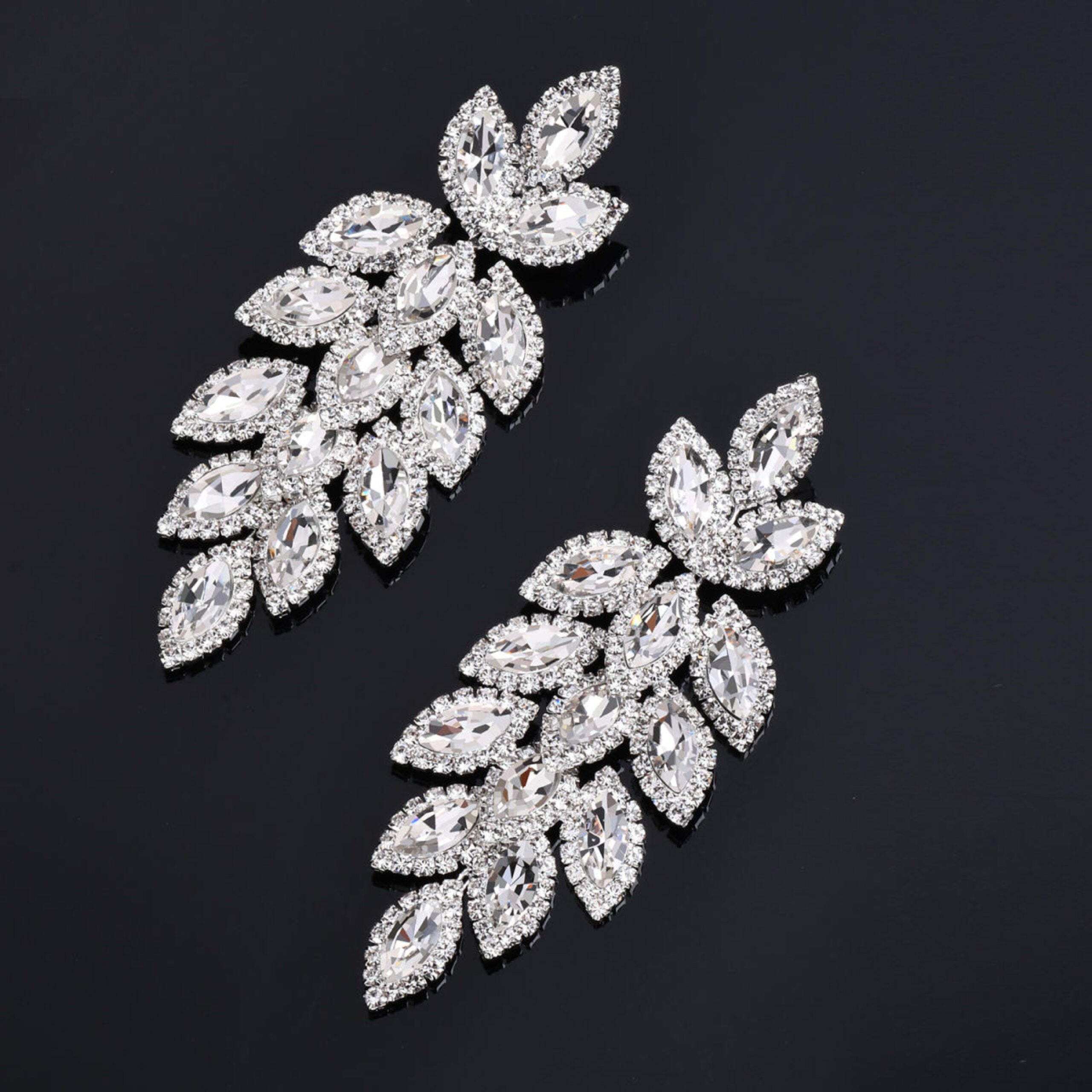 Sydney - clear silver marquise rhinestone earrings