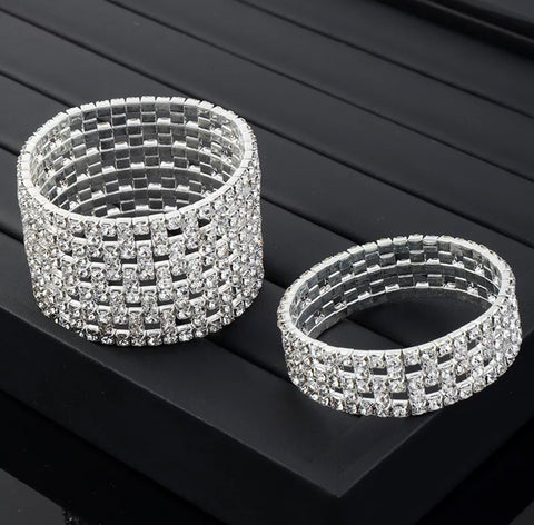 Sharr- clear silver 4 piece rhinestone jewelry set